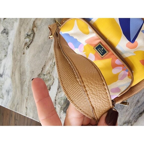 Fossil Preston Floral Canvas and Leather Crossbody‎ Flap Bag Purse Shoulder - Picture 8 of 12